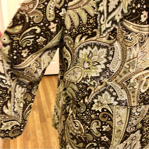 Vintage Paisley Floral Sequin cowl neck blouse, Gorgeous! 2X - Picture 8 of 8